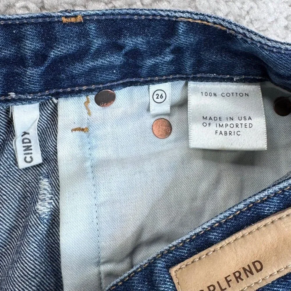 GRLFRND Cindy Button Front Cut Off Shorts Distress Babylon